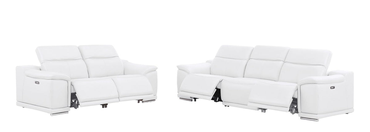 2679 Genuine Leather Reclining Set - Sofa and Loveseat with 4 Power Recliners - White - SKU 2679-WHITE-5.4-HT-2PC - view 3