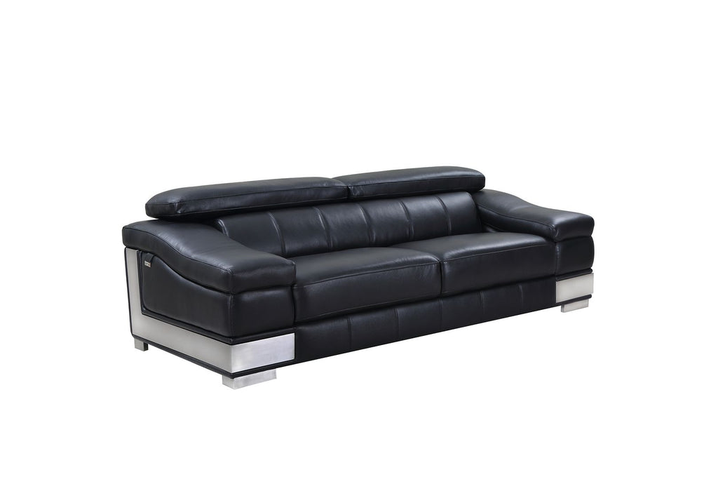 415 Divanitalia 2-Piece Sofa Set with Adjustable Headrest in Top-grain Italian Leather - Black - SKU 415- BLACK 2PC (S/L) - GROUP - view 4