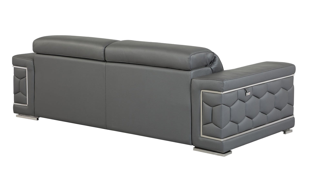 692 Divanitalia Sofa with Adjustable Headrest in Top-grain Italian Leather - Dark Grey - SKU 692-S-DARK GRAY - view 3