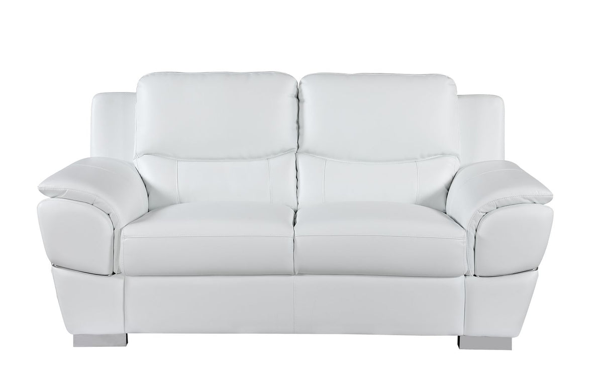 4572 Modern Genuine Leather Loveseat - White - SKU 4572-L-WHITE