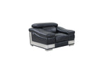415 Divanitalia 3-Piece Sofa Set with Adjustable Headrest in Top-grain Italian Leather - Black - SKU 415- BLACK 3PC (S/L/CH) - GROUP - view 8