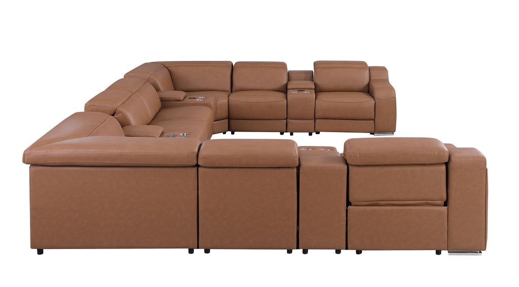 1116 Divanitalia 12-Piece U-Shaped Sectional Sofa in Top Grain Italian Leather with 4 Power Recliners & Power Headrests
