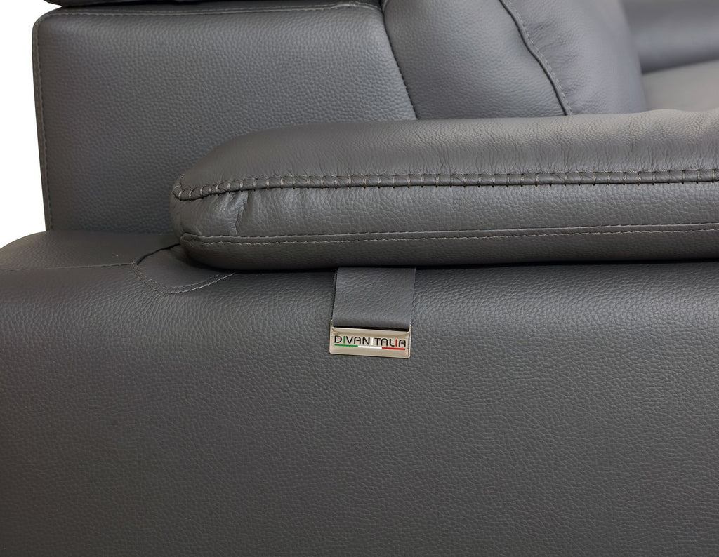 636 Divanitalia Dark Gray Sofa in Top-grain Italian Leather