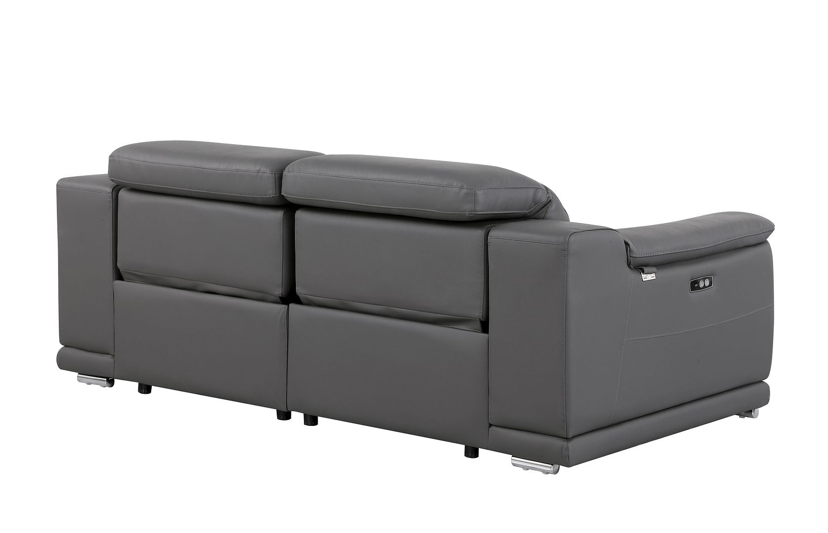 9762 Divanitalia 2-Piece Modular Power Reclining Console with 2 Power Recliners in Top Grain Italian Leather