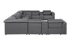 1126 Divanitalia 12-Piece U-Shaped Sectional Sofa in Top Grain Italian Leather with 4 Power Recliners & Power Headrests - Dark Grey - SKU 1126-DK_GREY-12PC-4PWR-U-SECTIONAL-GROUP - view 6