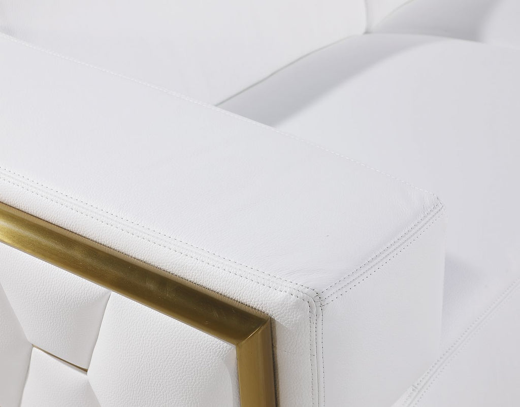 1111 Divanitalia 2-Piece Sofa Set with Adjustable Headrest in Top-grain Italian Leather - White - SKU 1111-WHITE-2PC - view 12