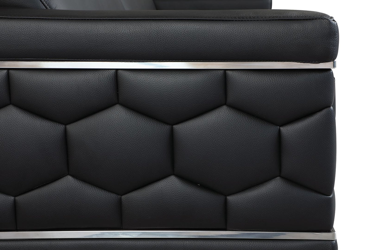692 Divanitalia 2-Piece Sofa Set with Adjustable Headrest in Top-grain Italian Leather - Black - SKU 692- BLACK 2PC (S/L) - GROUP - view 13
