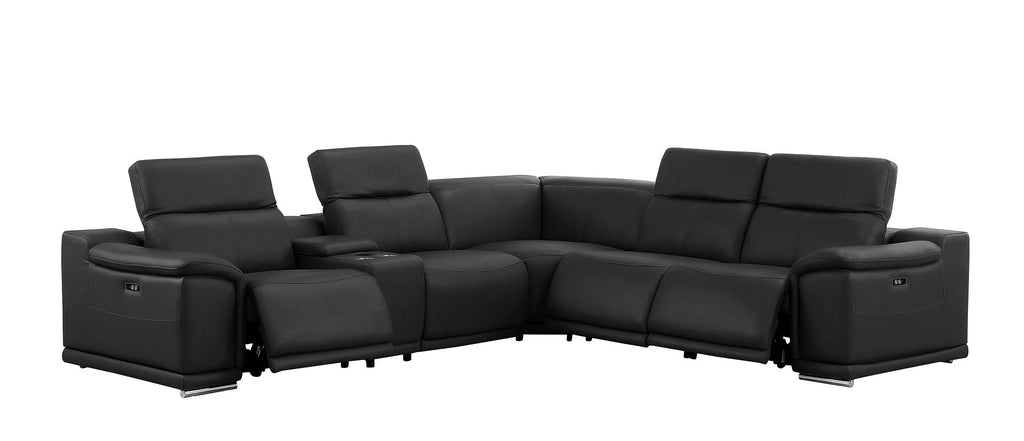 2679 6-Piece L-Shaped Power Reclining Sectional Sofa in Genuine Leather - 3 Recliners