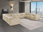 1224 Divanitalia 12-Piece U-Shaped Sectional Sofa in Top Grain Italian Leather with 4 Power Recliners & Power Headrests - Beige