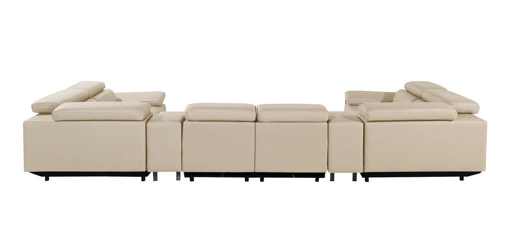 1246 Divanitalia 8-Piece U-Shaped Modular Power Reclining Sectional Sofa with 2 Power Recliners and Power Headrests - Top Grain Italian Leather