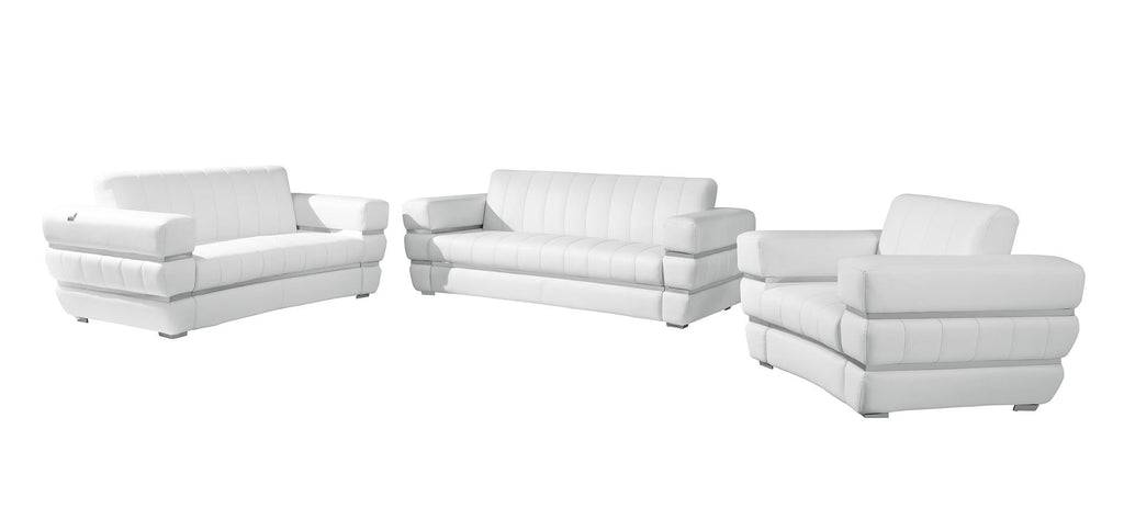 904 Divanitalia 3-Piece Sofa Set in Top-grain Italian Leather - White - SKU 904- WHITE 3PC (S/L/CH) - GROUP - view 2