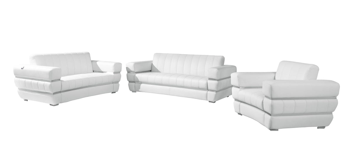 904 Divanitalia 3-Piece Sofa Set in Top-grain Italian Leather - White - SKU 904- WHITE 3PC (S/L/CH) - GROUP - view 2