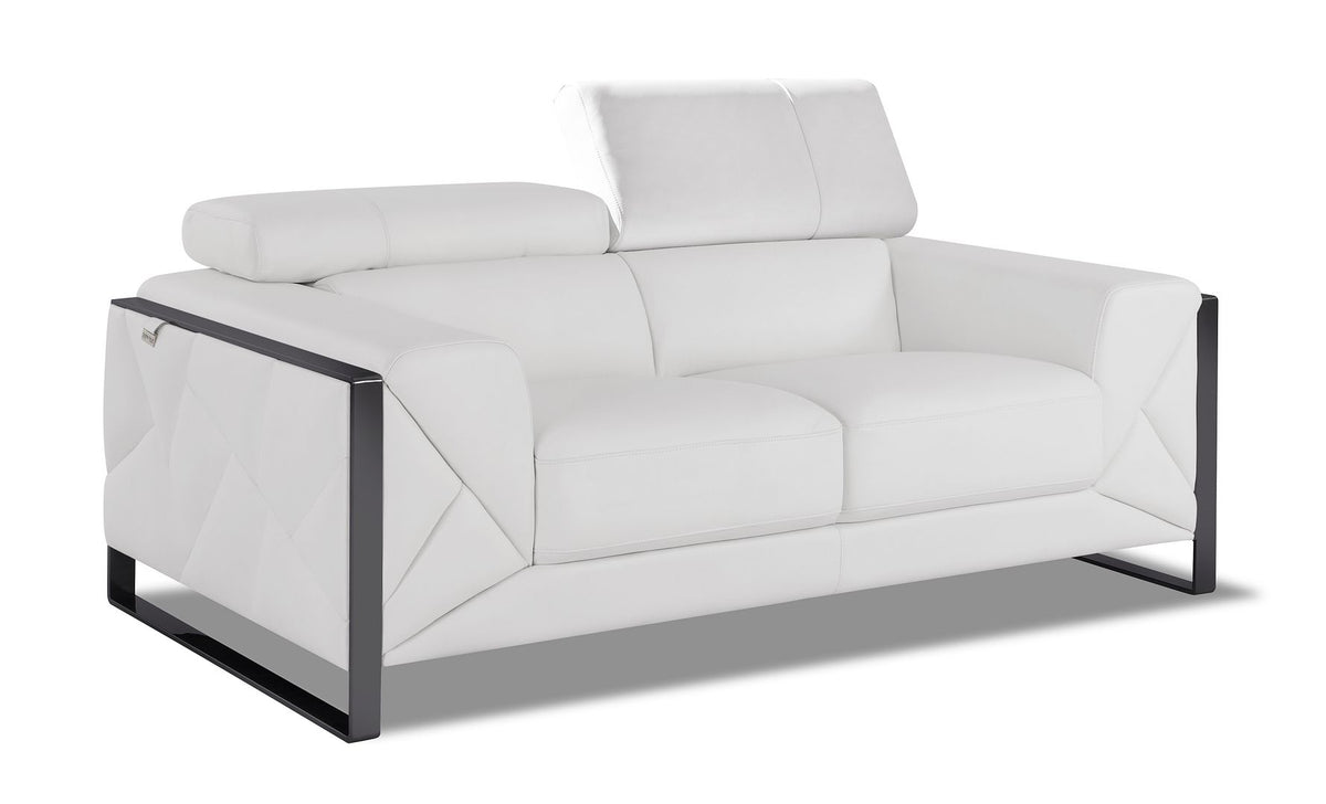 903 Divanitalia Loveseat with Adjustable Headrest in Top-grain Italian Leather - White - SKU 903-L-WHITE - view 2