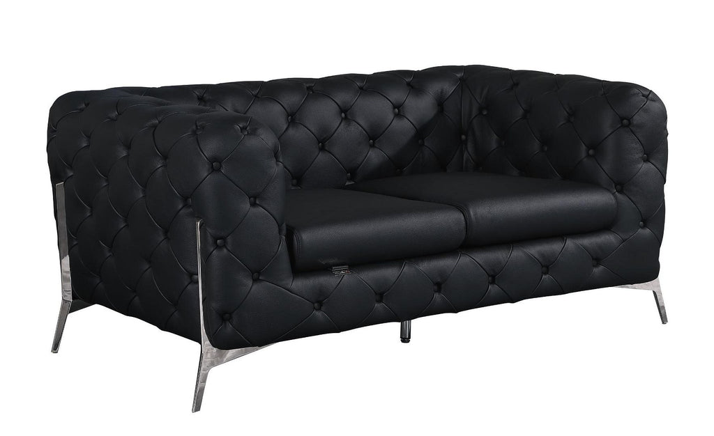 970 Divanitalia 3-Piece Sofa Set in Top-grain Italian Leather - Black - SKU 970- BLACK 3PC (S/L/CH) - GROUP - view 3