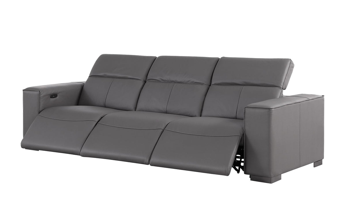 1208 Leather Reclining Set - Sofa, Loveseat & Chair with 6 Power Recliners - Dark Grey - SKU 1208-DK-GREY-6.6-HT-3PC - view 6