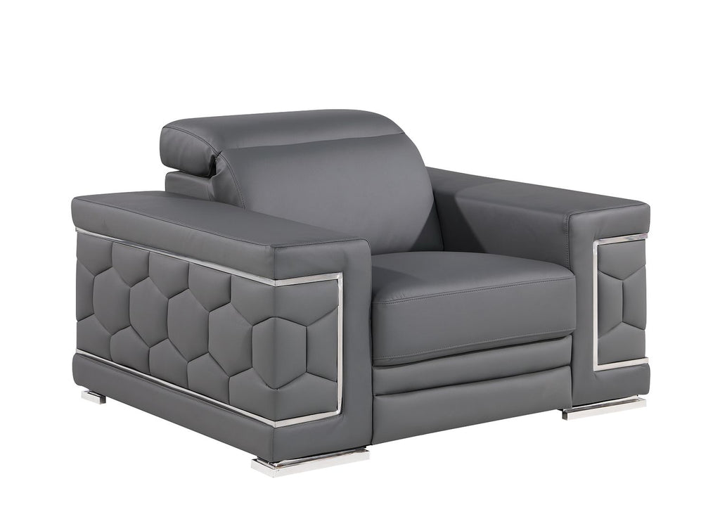 296 Modern Genuine Leather 3-Piece Sofa Set - Grey - SKU 296-GREY-3PC - view 8