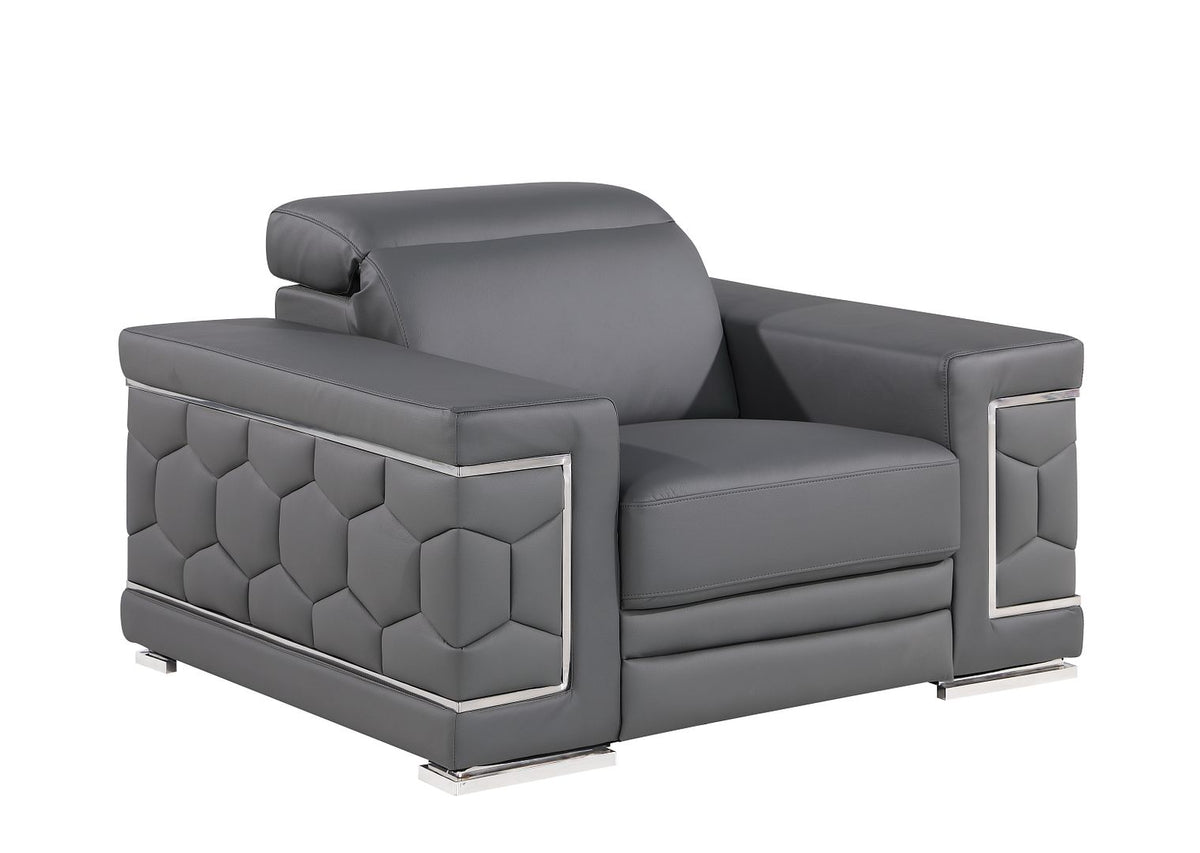 296 Modern Genuine Leather 3-Piece Sofa Set - Grey - SKU 296-GREY-3PC - view 8