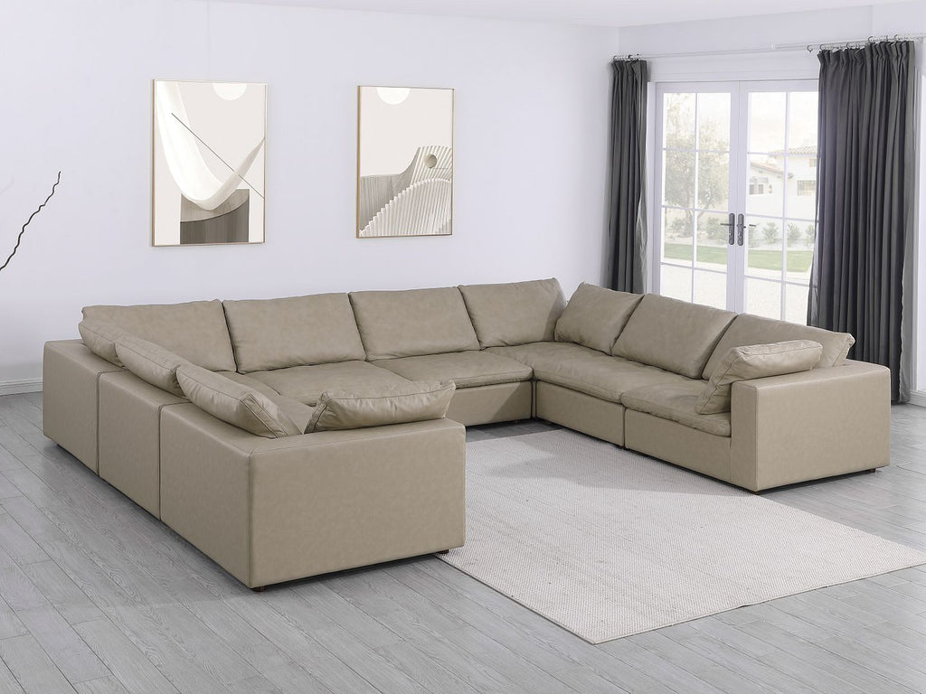 1100 Divanitalia 8-Piece U-Shaped Sectional Sofa in Top-grain Italian Leather - Beige