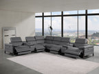 1246 Divanitalia 8-Piece L-Shaped Modular Power Reclining Sectional Sofa with 4 Power Recliners and Power Headrests - Top Grain Italian Leather