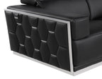 1111 Divanitalia 2-Piece Sofa Set with Adjustable Headrest in Top-grain Italian Leather - Black - SKU 1111-BLACK-2PC - view 10