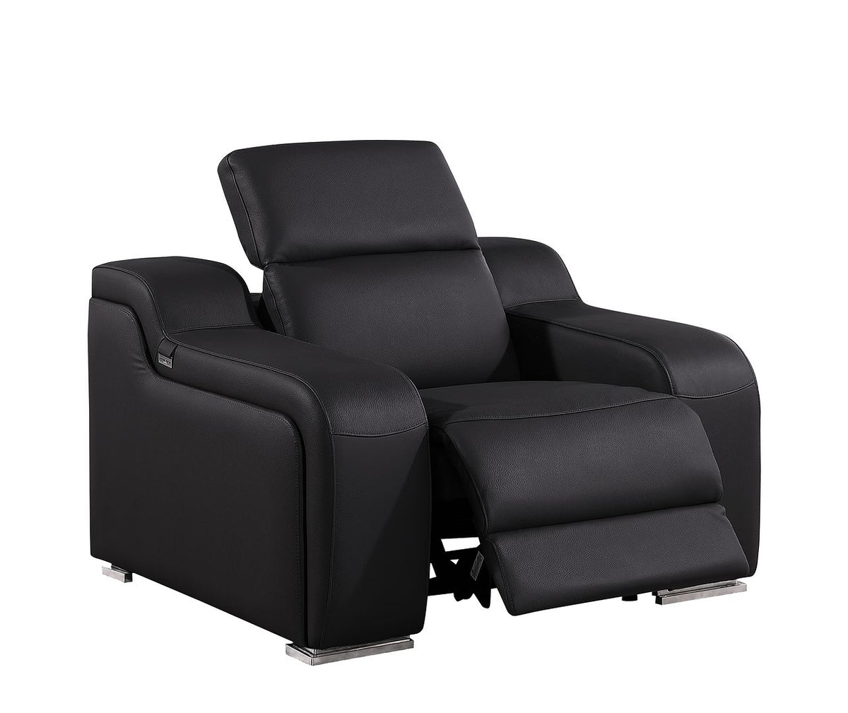 1116 Divanitalia 6-Piece Modular Power Reclining Sofa, Loveseat & Chair Set in Top Grain Italian Leather with 5 Power Recliners & Power Headrests - Black - SKU 1116-BLACK-6.5-HT-3PC - view 13