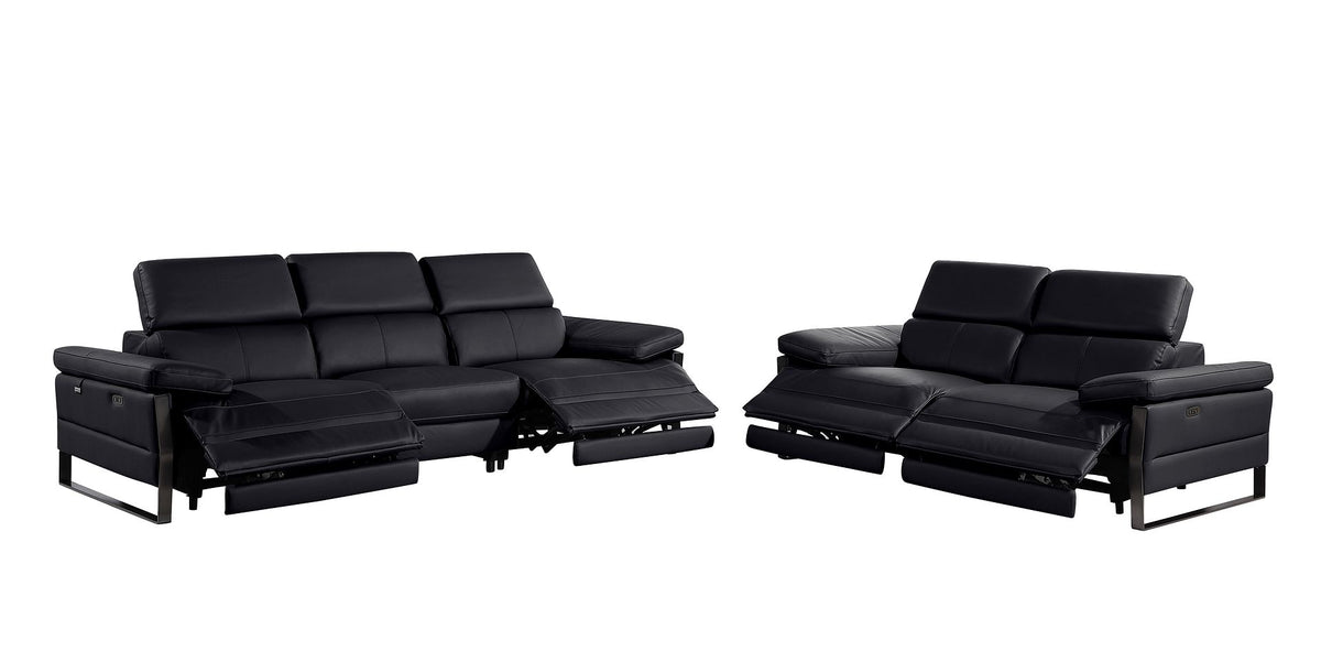 1246 Divanitalia Modular Power Dual Reclining Sofa and Loveseat Set with Power Headrests - Top Grain Italian Leather - Black - SKU 1246-BLACK-5.4-HT-2PC - view 4