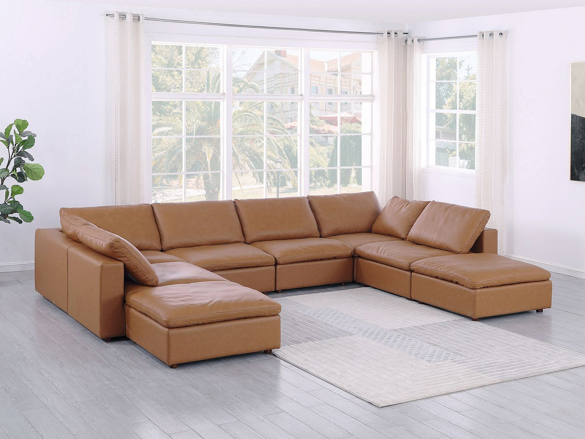 1100 Divanitalia 8-Piece Sectional Sofa with Chaise - Cognac - SKU 1100-COGNAC-8.6-U-CHAISE