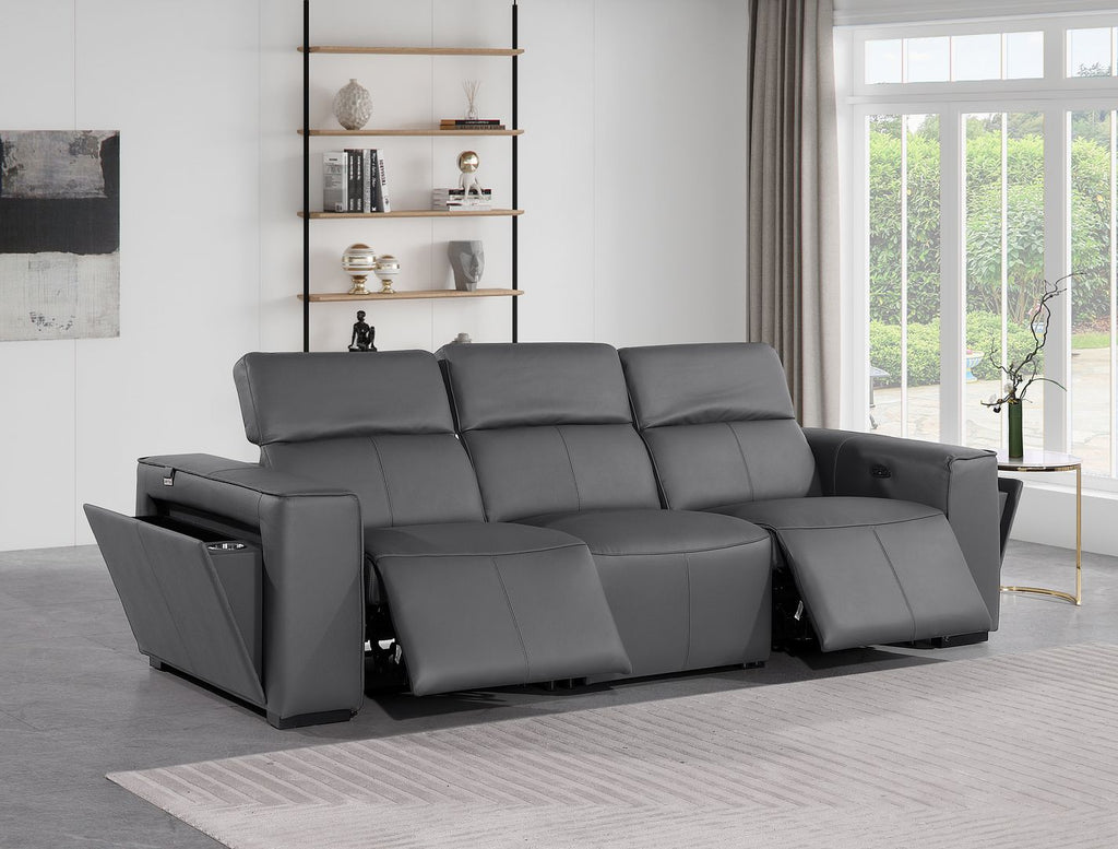 1224 Divanitalia 3-Piece Modular Power Reclining Sofa in Top Grain Italian Leather with 2 Power Recliners & Power Headrests