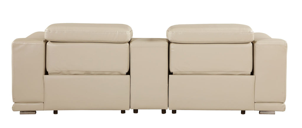 9762 Divanitalia 3-Piece Modular Power Reclining Console Loveseat with 2 Power Recliners in Top Grain Italian Leather