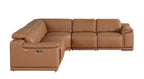 9762 Divanitalia 5-Piece L-Shaped Top Grain Italian Leather Sectional Sofa with 3 Power Recliners