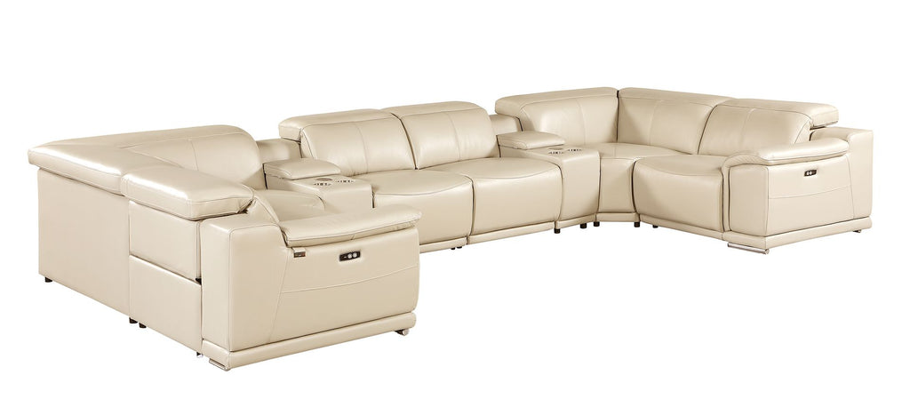 9762 Divanitalia 8-Piece U-Shaped Top Grain Italian Leather Sectional Sofa with 4 Power Recliners - Beige - SKU 9762-BEIGE-8PC-4PWR-U-SECTIONAL-GROUP - view 5
