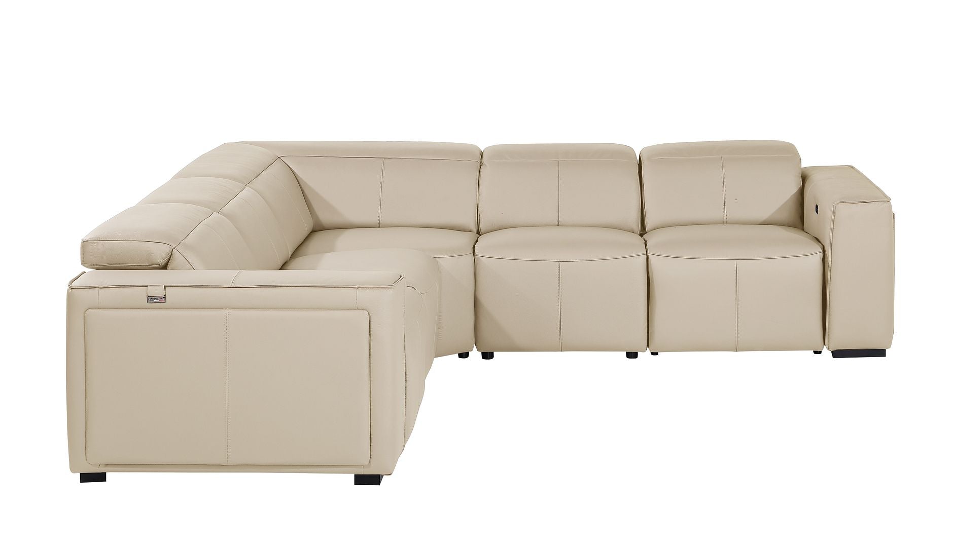 1224 Divanitalia 5-Piece L-Shaped Sectional Sofa in Top Grain Italian Leather with 3 Power Recliners & Power Headrests