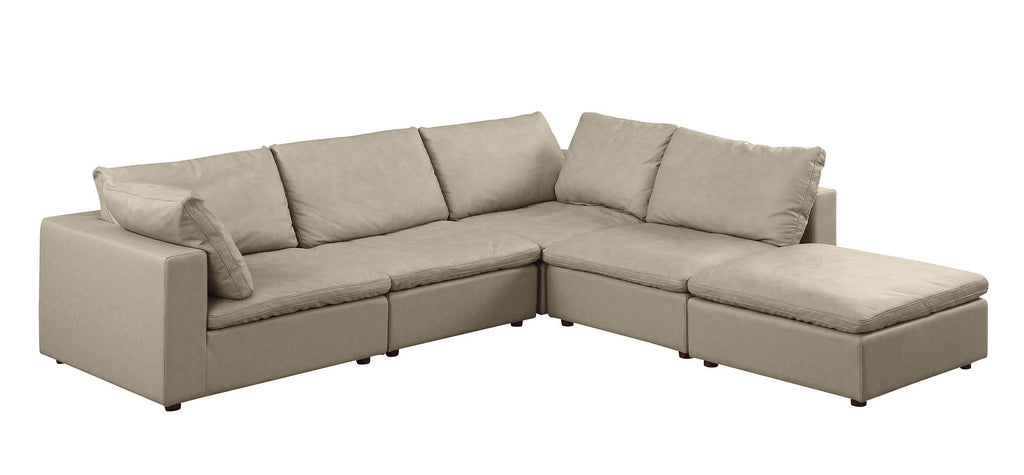 1100 Divanitalia 5-Piece Left Arm Facing 4-Seat Sectional Sofa - Top-grain Italian Leather