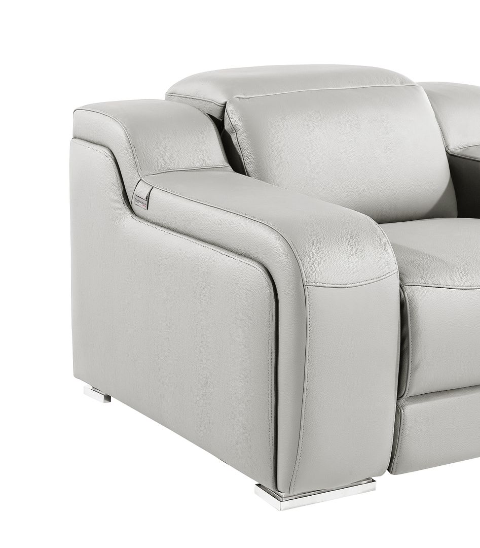 1116 Divanitalia Top Grain Italian Leather Power Reclining Chair with Power Headrests - Light Grey - SKU 1116-LT_GREY-CH - view 8