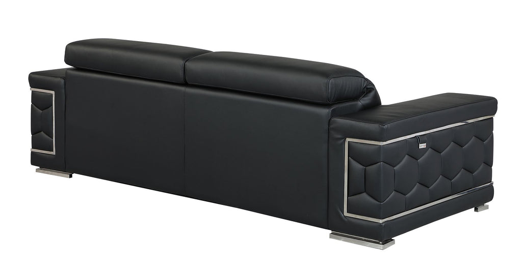 692 Divanitalia 2-Piece Sofa Set with Adjustable Headrest in Top-grain Italian Leather - Black - SKU 692- BLACK 2PC (S/L) - GROUP - view 5