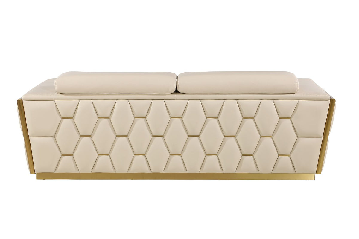 1111 Divanitalia Sofa with Adjustable Headrest in Top-grain Italian Leather - Cream - SKU 1111-BEIGE-S - view 4