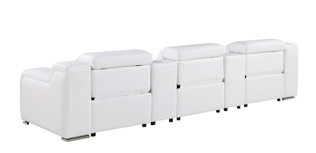 1116 Divanitalia 5-Piece Modular Power Reclining Sofa in Top Grain Italian Leather with 3 Power Recliners & Power Headrests