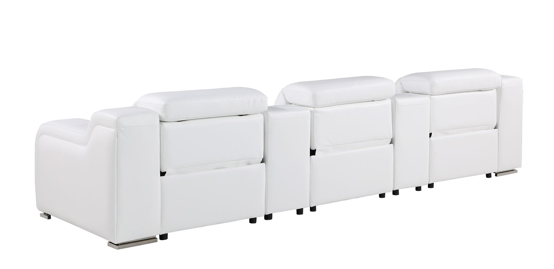 1116 Divanitalia 5-Piece Modular Power Reclining Sofa in Top Grain Italian Leather with 3 Power Recliners & Power Headrests
