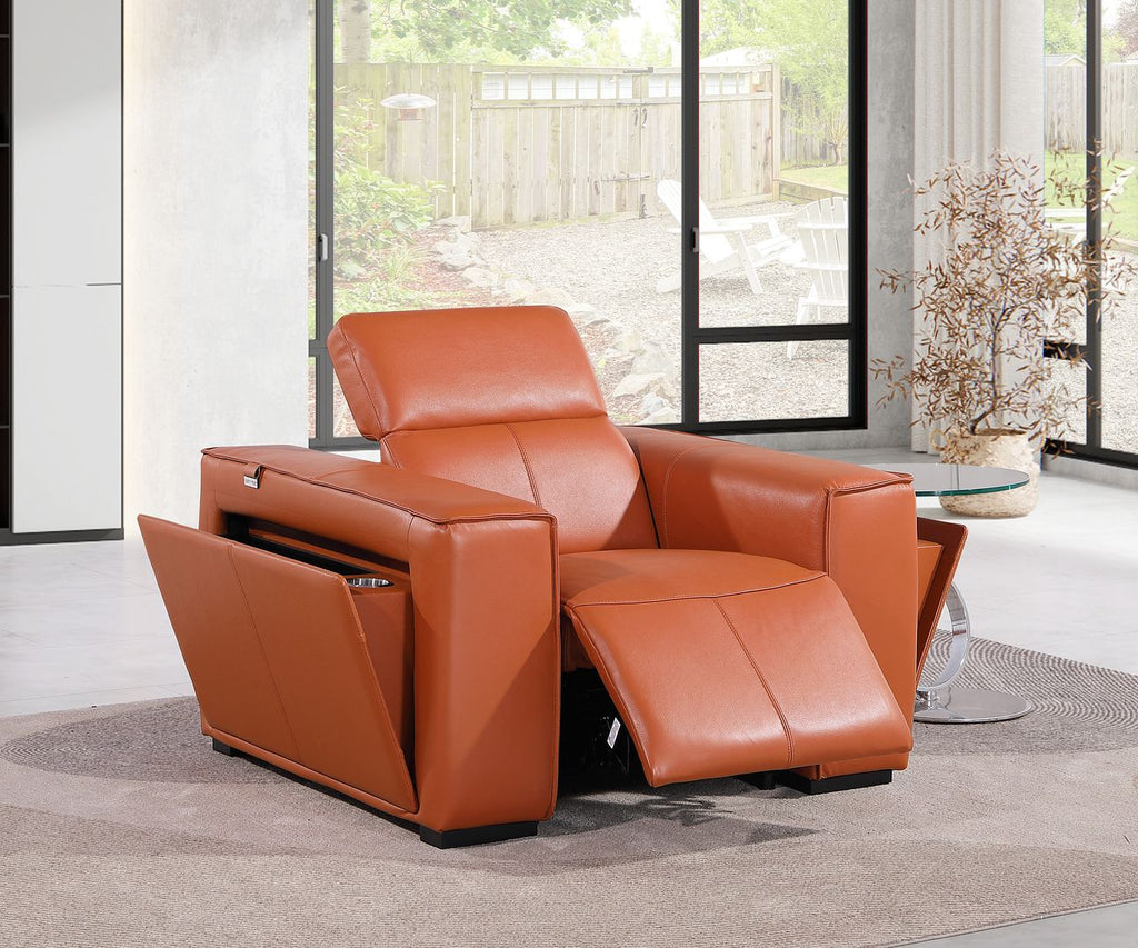 1126 Divanitalia Top Grain Italian Leather Power Reclining Chair with Power Headrests