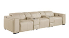 1224 Divanitalia 8-Piece Modular Power Reclining Sofa & Loveseat Set in Top Grain Italian Leather with 5 Power Recliners & Power Headrests - Beige - SKU 1224-BEIGE-8.5-HT-2PC - view 5