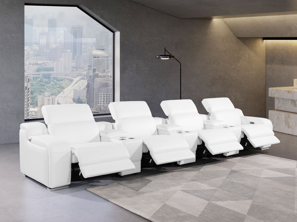 1116 Divanitalia 7-Piece Modular Power Reclining Sofa in Top Grain Italian Leather with 4 Power Recliners & Power Headrests - White - SKU 1116-WHITE-S-7.4-HT - view 2