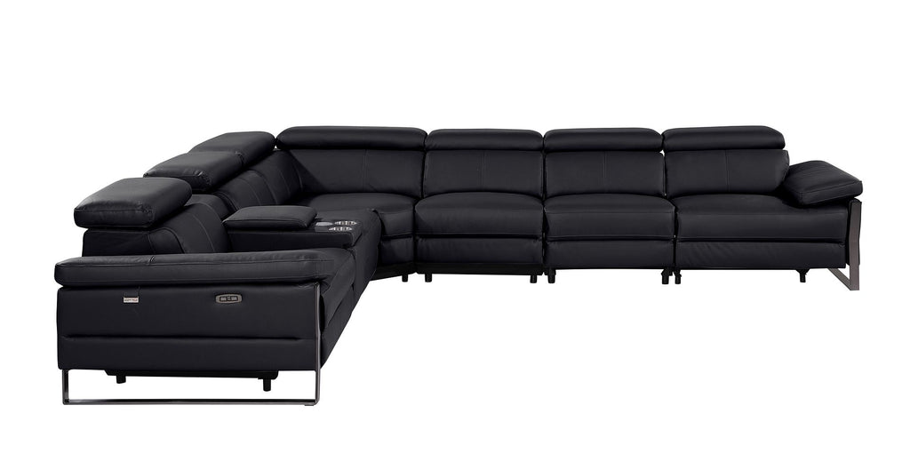 1246 Divanitalia 7-Piece L-Shaped Modular Power Reclining Sectional Sofa with 4 Power Recliners and Power Headrests - Top Grain Italian Leather