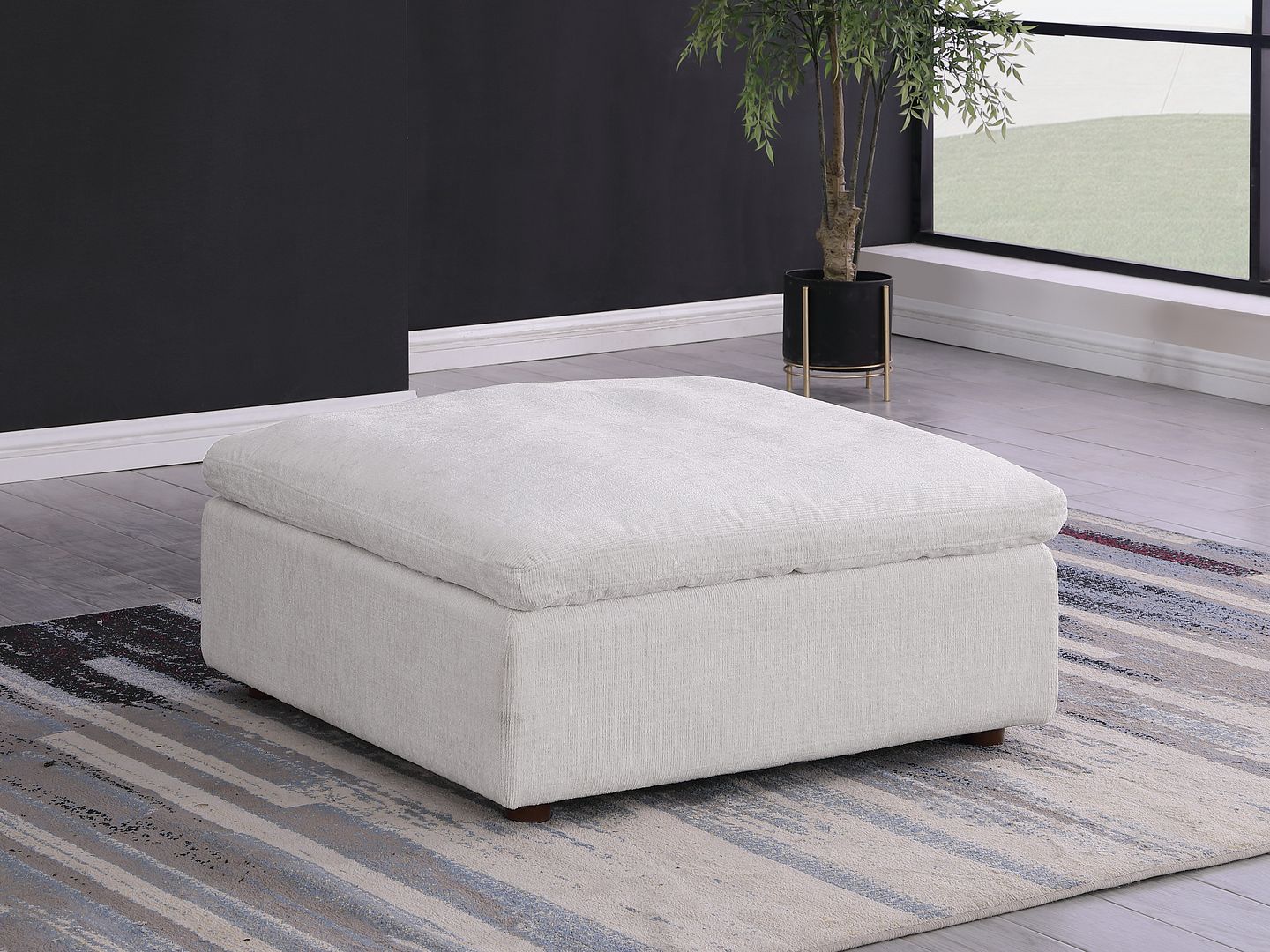 1100 Divanitalia Ottoman - Top-grain Italian Leather - Light Grey