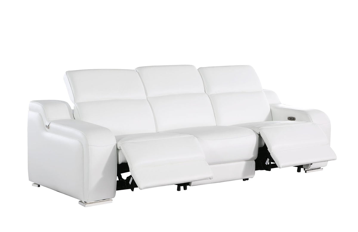1116 Divanitalia 7-Piece Modular Power Reclining Sofa, Loveseat & Chair Set in Top Grain Italian Leather with 5 Power Recliners & Power Headrests - White - SKU 1116-WHITE-7.5-HT-3PC - view 8