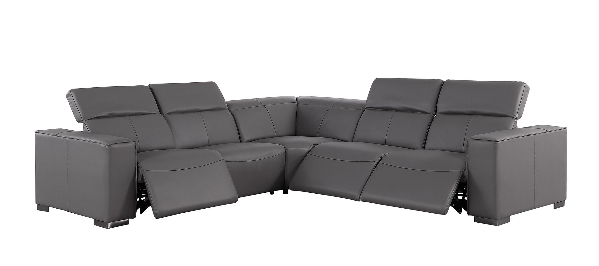 1208 Leather Reclining Set - Sofa & Loveseat with 4 Power Recliners