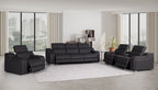 1116 Divanitalia 7-Piece Modular Power Reclining Sofa, Loveseat & Chair Set in Top Grain Italian Leather with 6 Power Recliners & Power Headrests - Black - SKU 1116-BLACK-7.6-HT-3PC - view 2