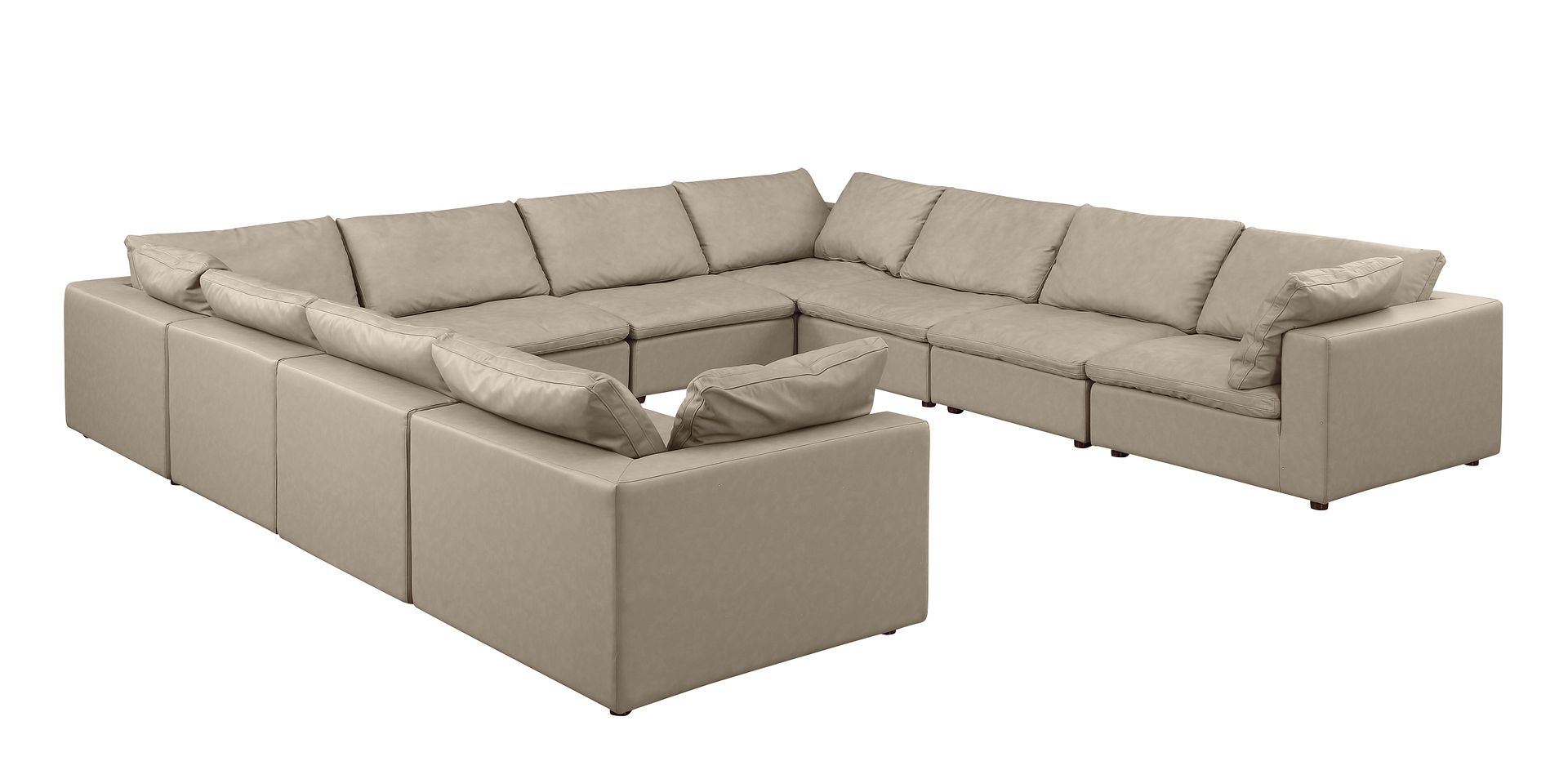 1100 Divanitalia 10-Piece U-Shaped Sectional Sofa in Top-grain Italian Leather