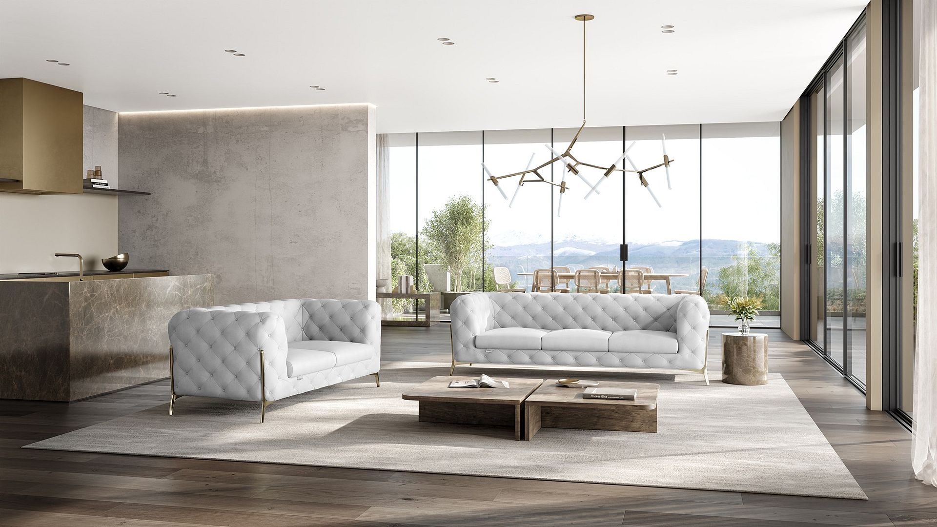 970 Divanitalia 2-Piece Sofa Set in Top-grain Italian Leather - White