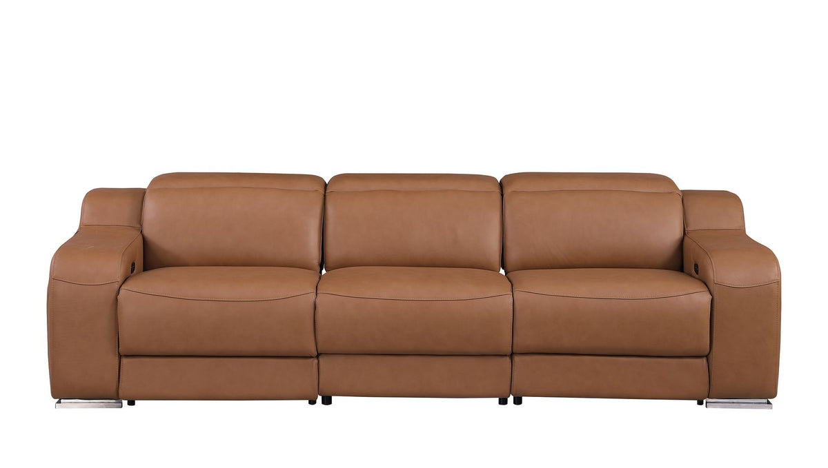 1116 Divanitalia 7-Piece Modular Power Reclining Sofa, Loveseat & Chair Set in Top Grain Italian Leather with 6 Power Recliners & Power Headrests - Cognac - SKU 1116-COGNAC-7.6-HT-3PC - view 5