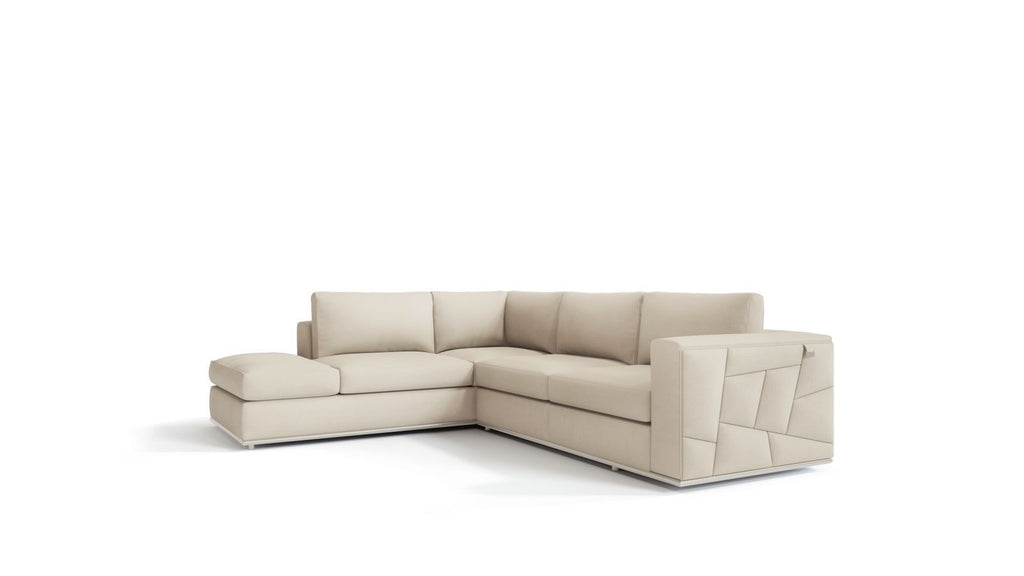 998 Divanitalia Cream Left Arm Facing Sectional Sofa in Top-grain Italian Leather - Beige - SKU 998-Sectional-LAF-CHAISE-CREAM - view 2